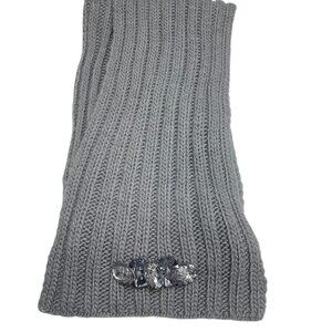 Juicy Couture Scarf Soft Lining Jeweled Neck Warmer Gray Metallic Cable Knit